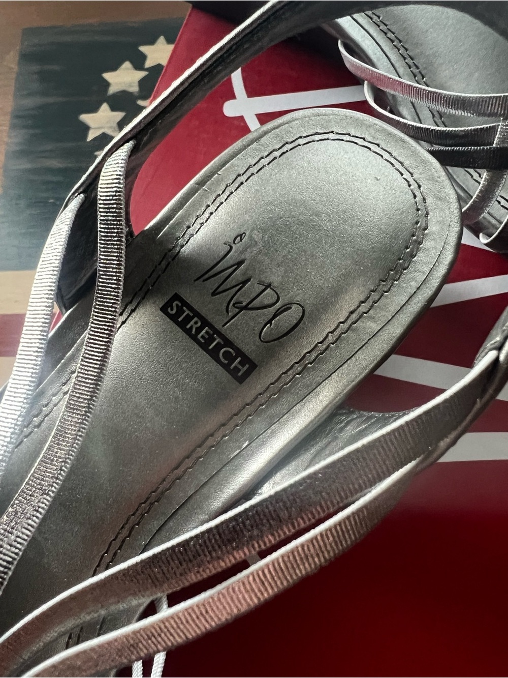 Impo Silver Strappy Slingback Wedge Sandals - Picture 3 of 5
